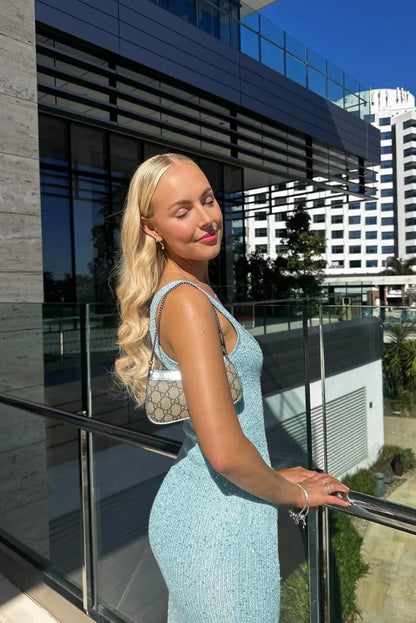 Pink sleeveless maxi dress