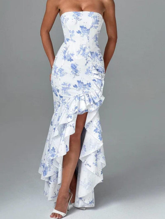 Angelina Maxi Dress - Blue Floral Print