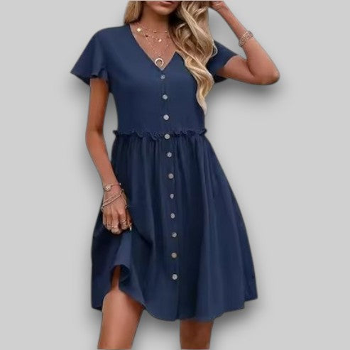 Lina – Summer Dress with Button Front and A-Line