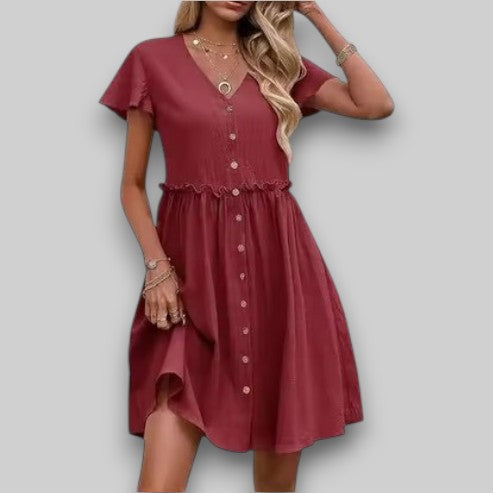 Lina – Summer Dress with Button Front and A-Line