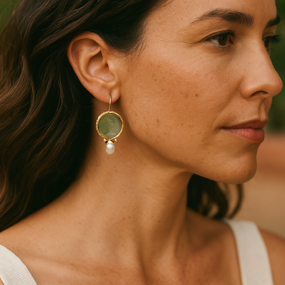 Amélie | Vintage Earrings with Stone & Pearl