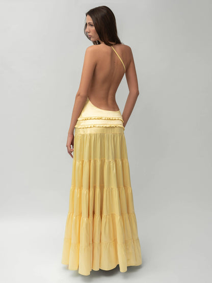 Backless One-Side Tie Maxi Dress