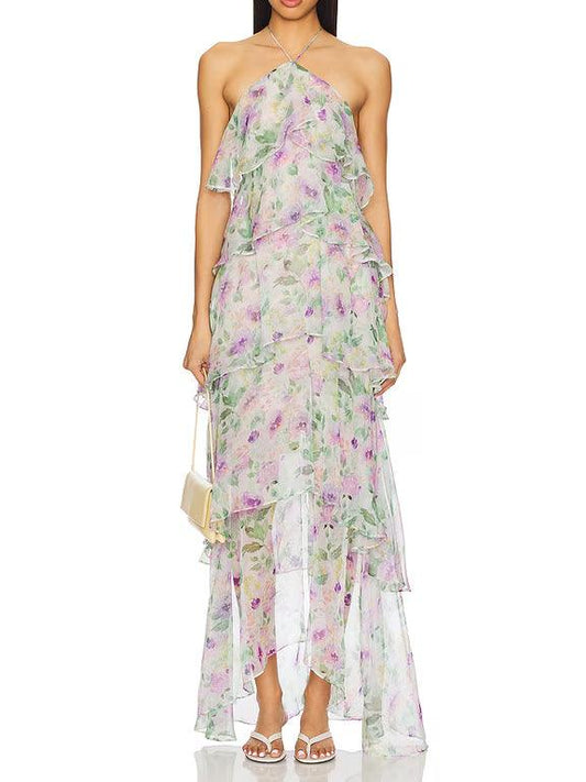 Mesh multi-layer holiday leisure cake long dress