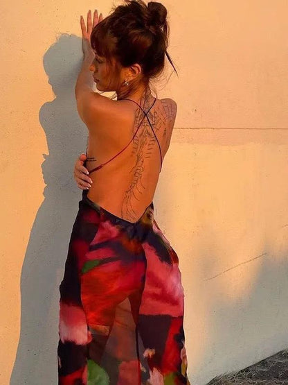 Lace Panel Sheer  Maxi Dress