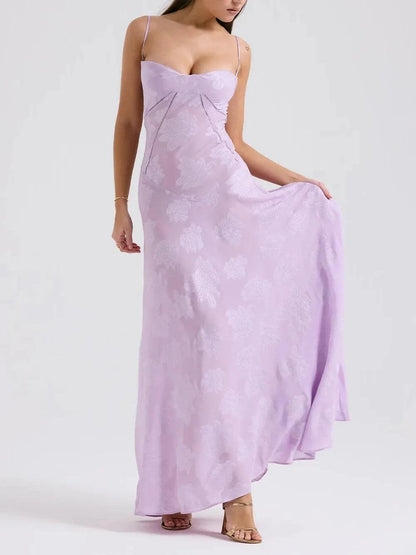 Strapless chiffon embroidered dress