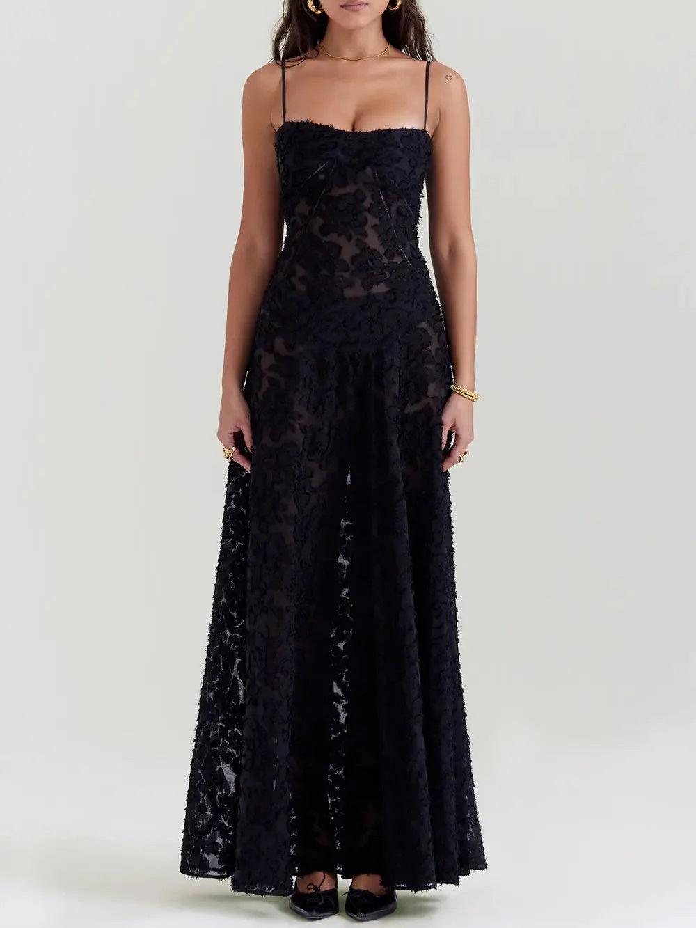 Strapless chiffon embroidered dress