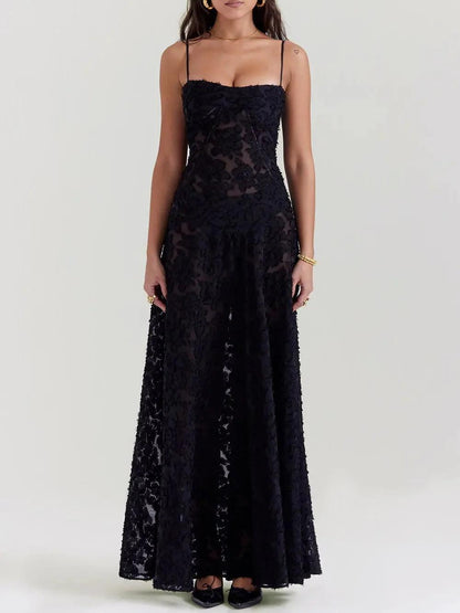 Strapless chiffon embroidered dress