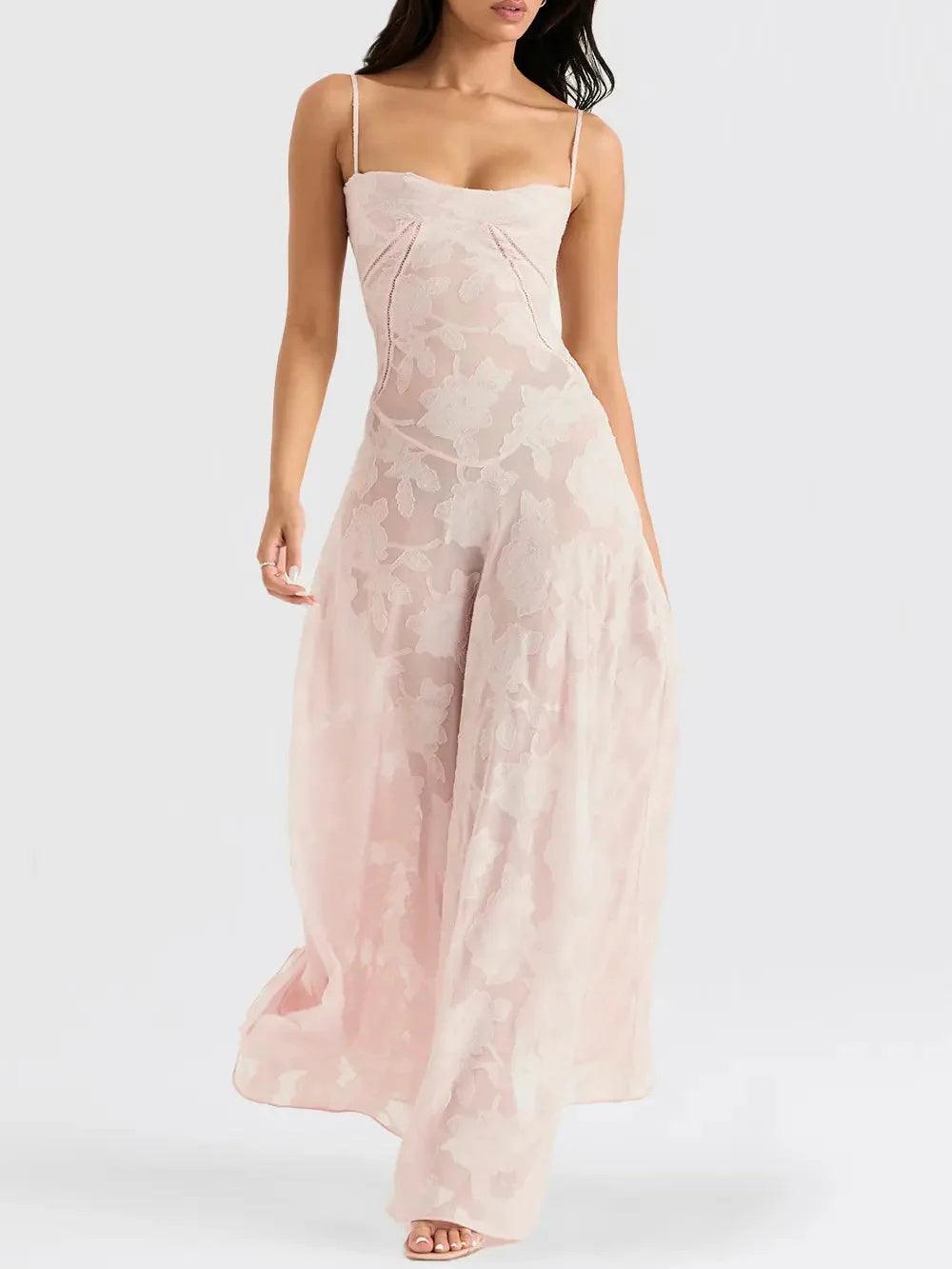 Strapless chiffon embroidered dress