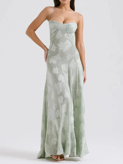 Strapless chiffon embroidered dress