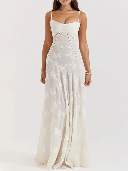 Strapless chiffon embroidered dress
