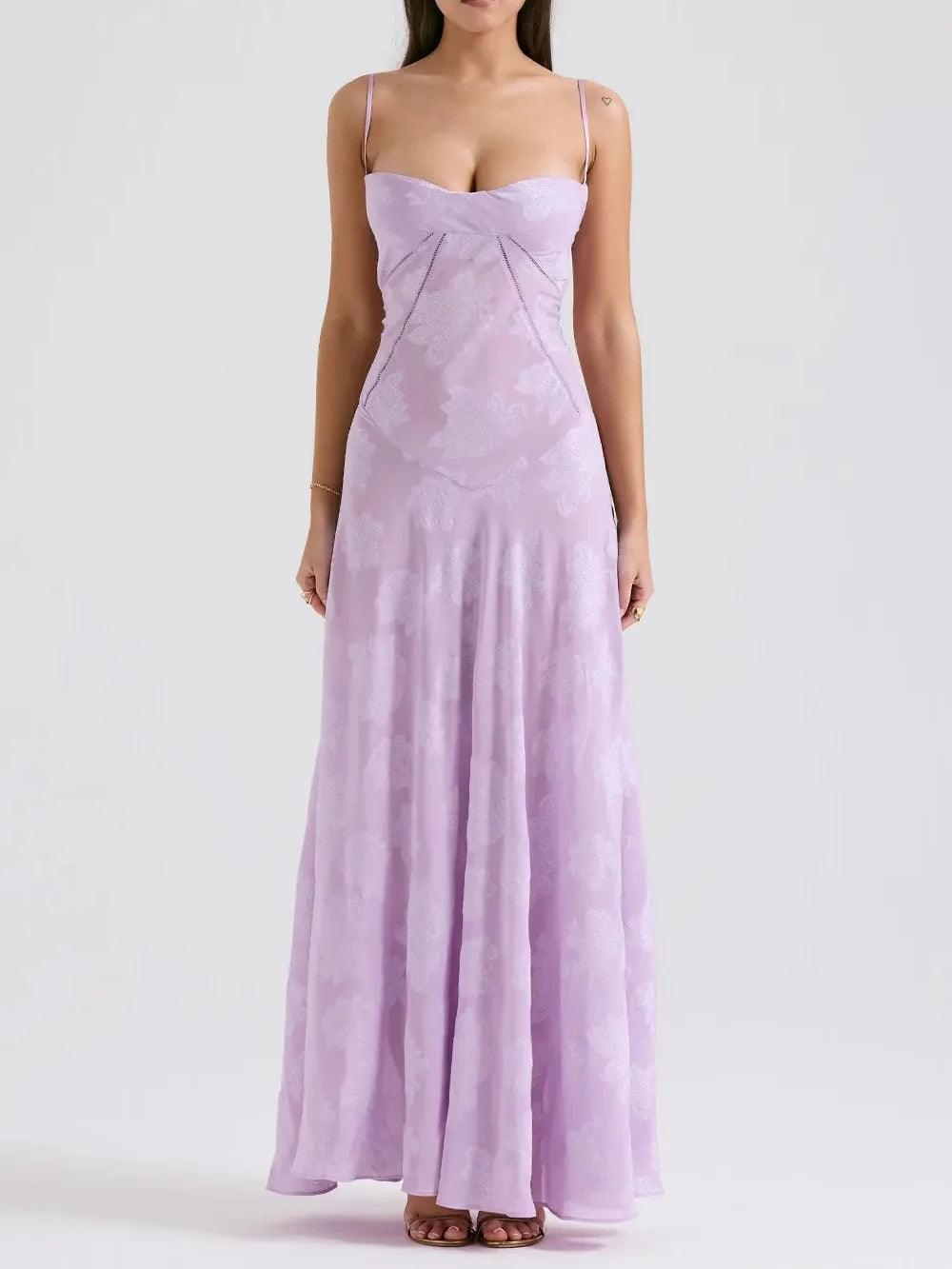 Strapless chiffon embroidered dress