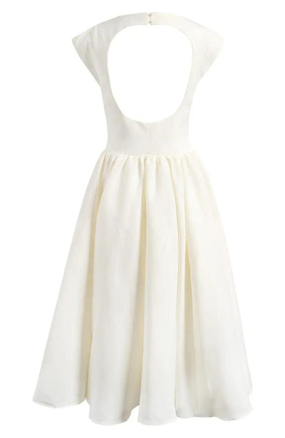 Backless Midi Dress-White