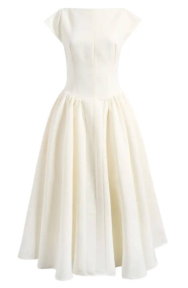 Backless Midi Dress-White