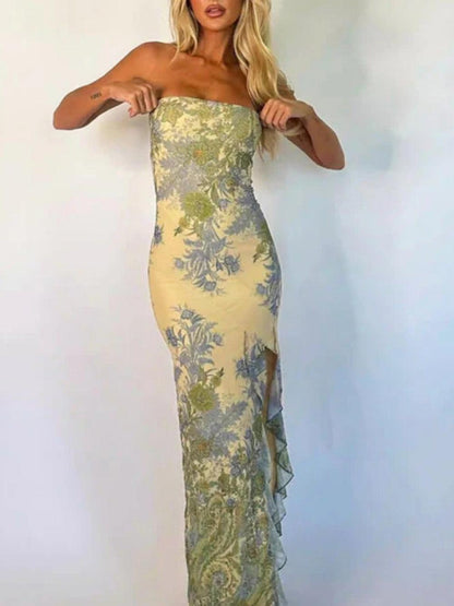 Floral Strapless Maxi Dress