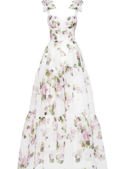 Tender Floral Maxi Tie-strap Dress