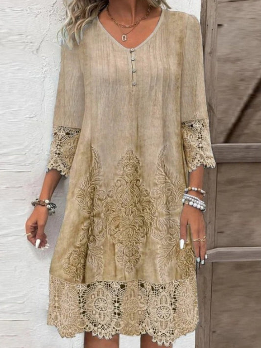 Solid color lace dress