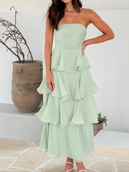 Sexy and fashionable tube top backless cake dress