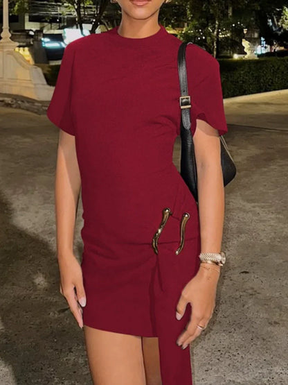 Draped Belted Mini Dress