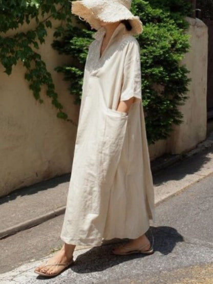 Cotton and Linen Loose Oversized Shirt Dress