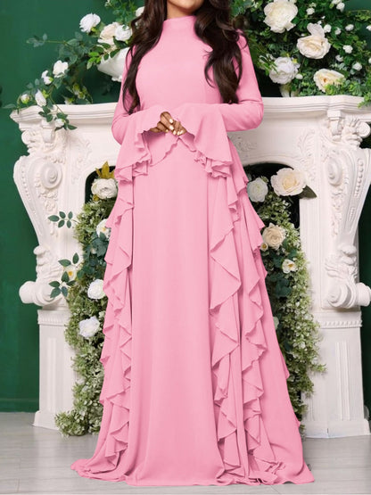 Elegant high waist trumpet sleeve dress