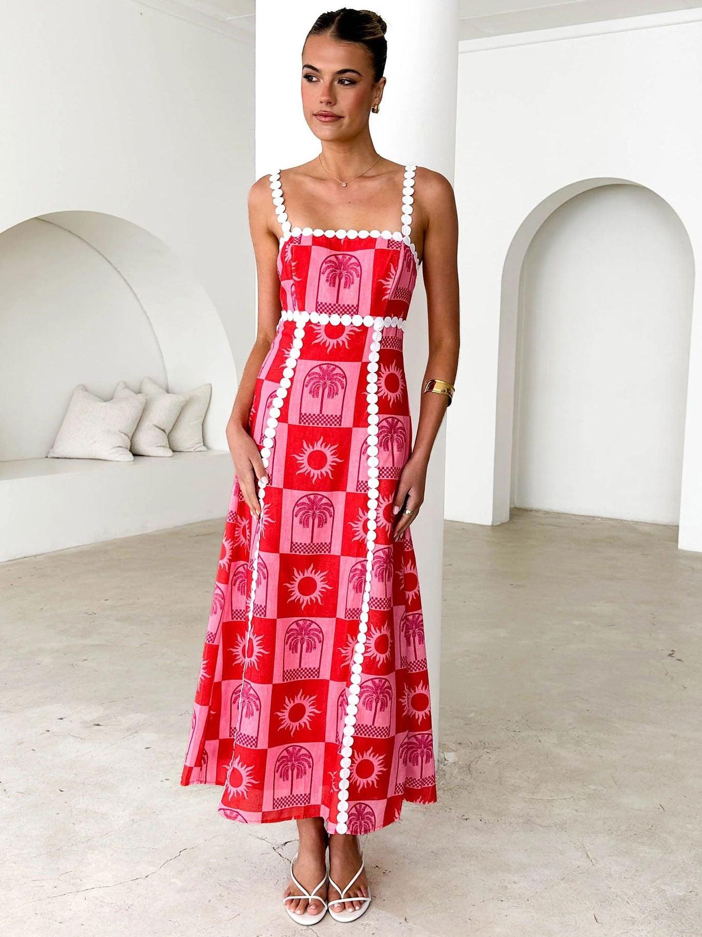 Lace Print Fashion Sling Dress