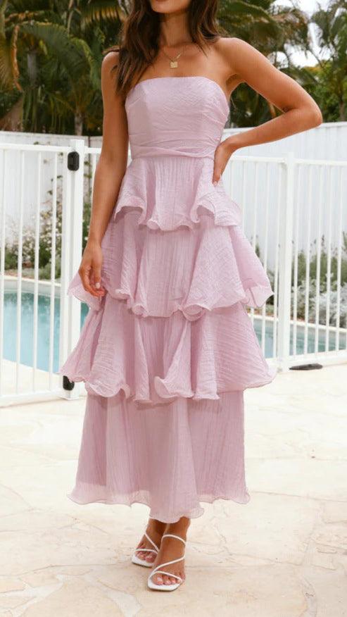 Sexy and fashionable tube top backless cake dress