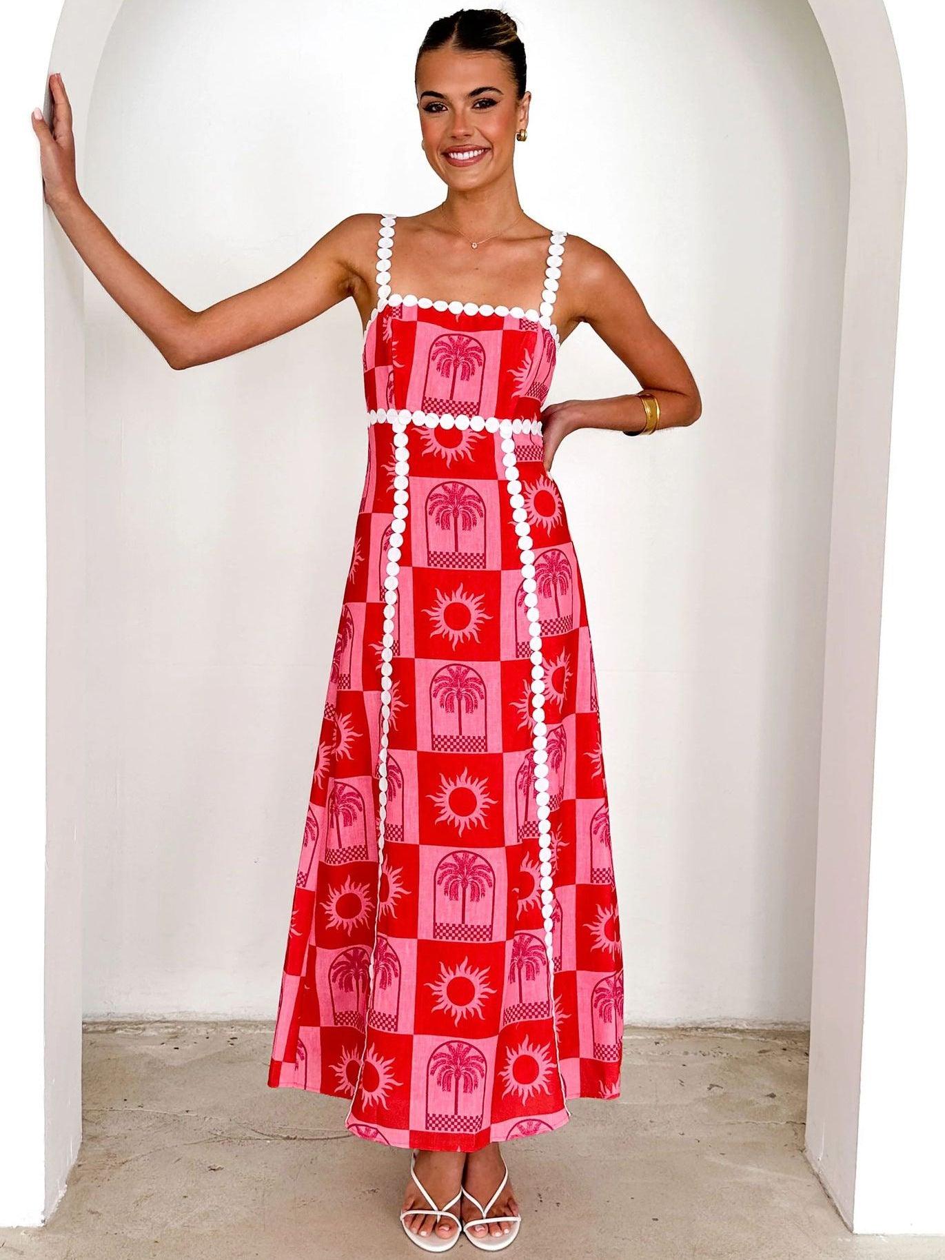 Lace Print Fashion Sling Dress