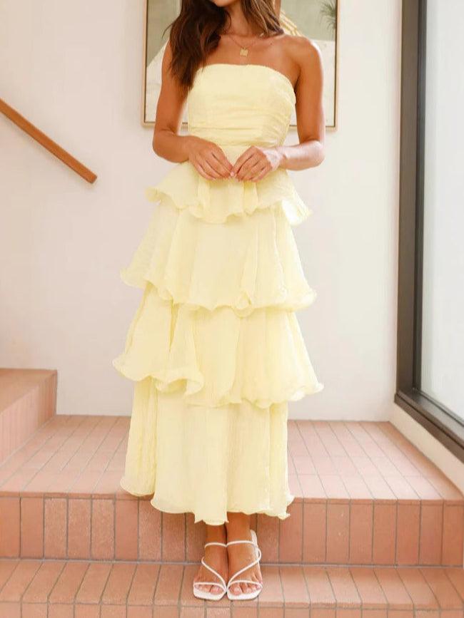 Sexy and fashionable tube top backless cake dress