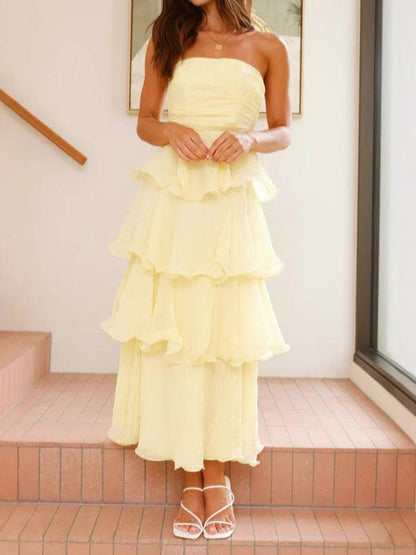 Sexy and fashionable tube top backless cake dress