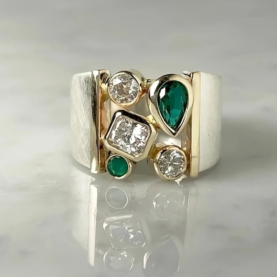 Green Silver Zirconia Ring