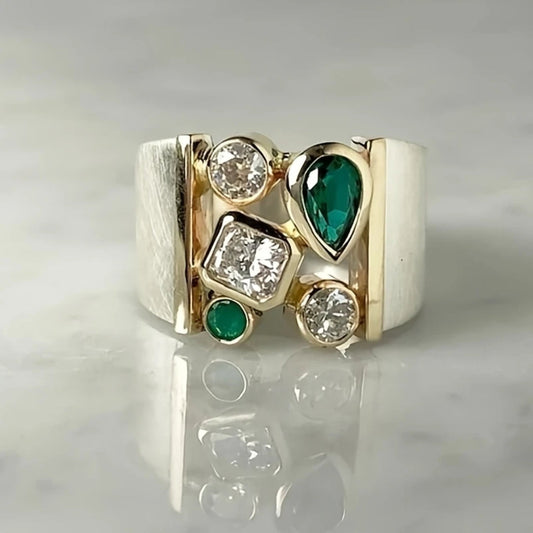 Green Silver Zirconia Ring