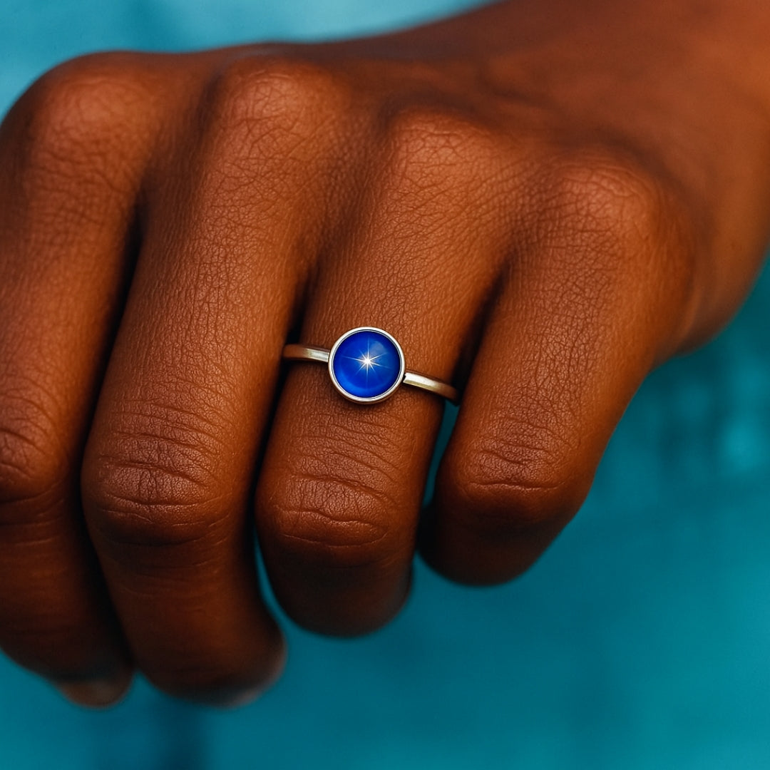 Vintage Blue Stone Silvered Ring