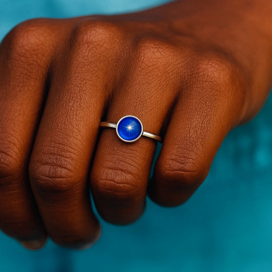 Vintage Blue Stone Silvered Ring