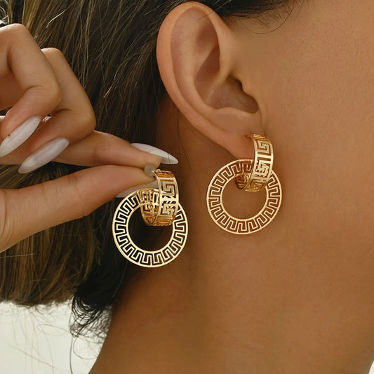 Vintage Double Hoop Gold Earrings