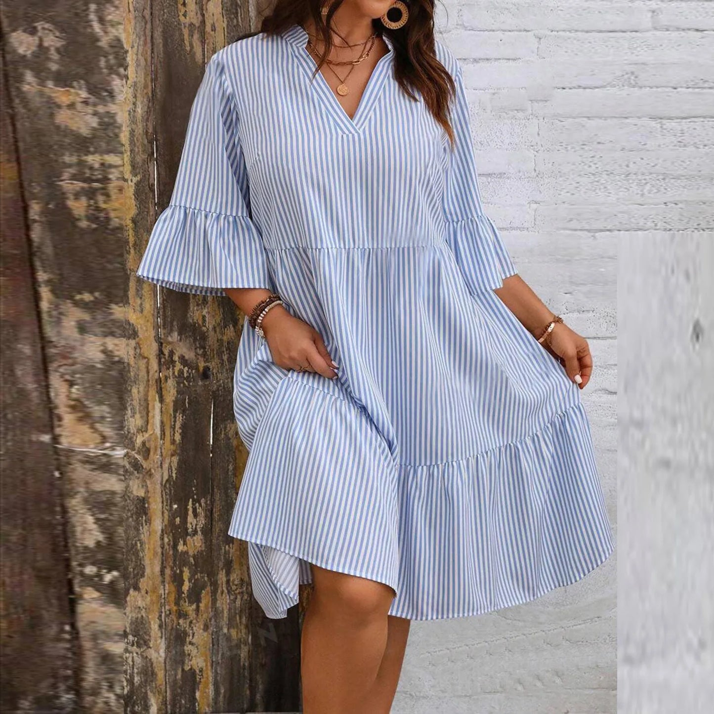 Micaela | Summer Striped Ruffle Dress