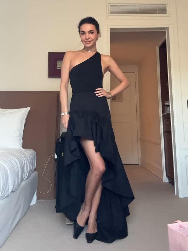 One shoulder irregular holiday long dress