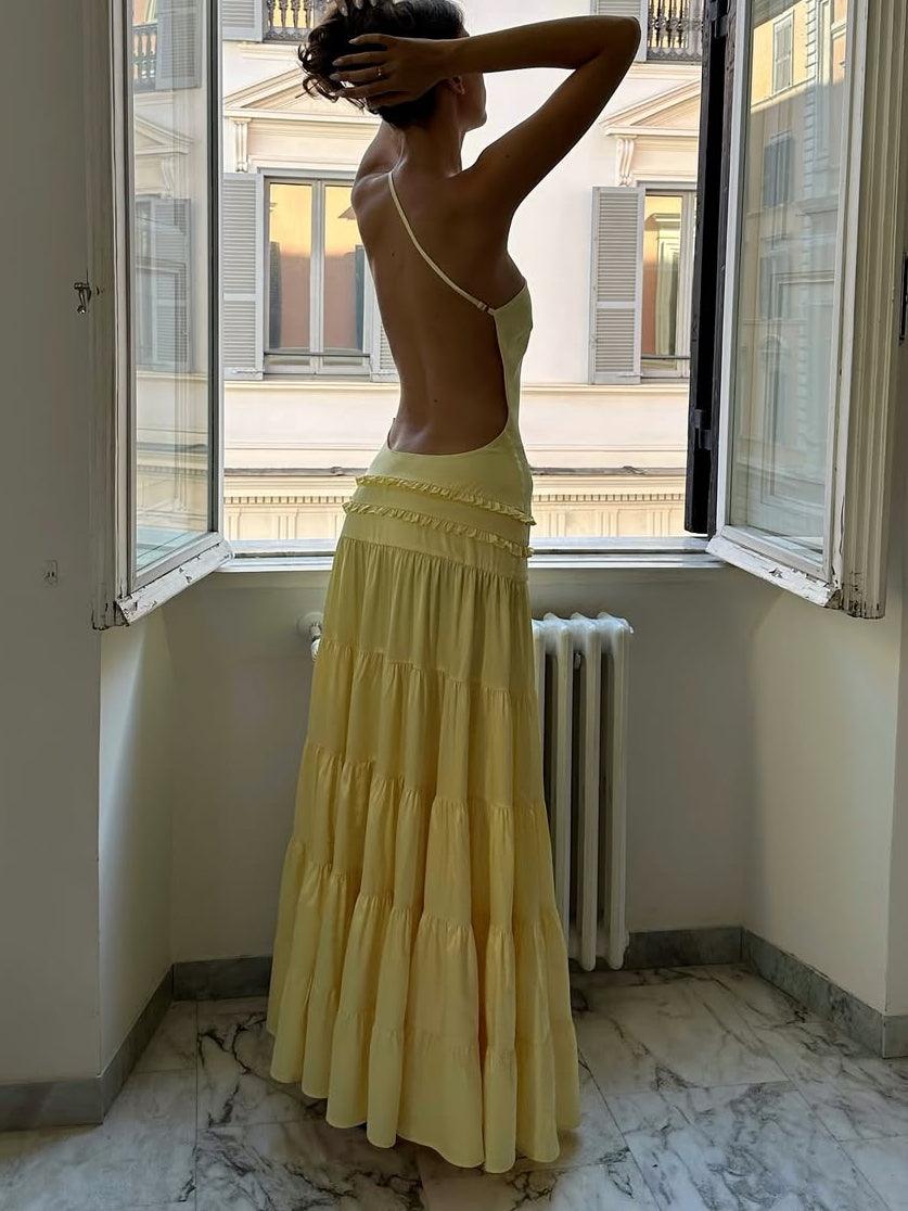 Backless One-Side Tie Maxi Dress