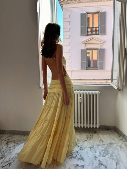 Backless One-Side Tie Maxi Dress