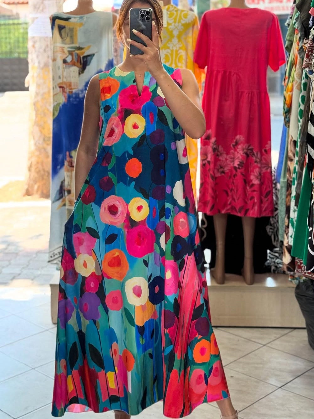 Floral painting dress