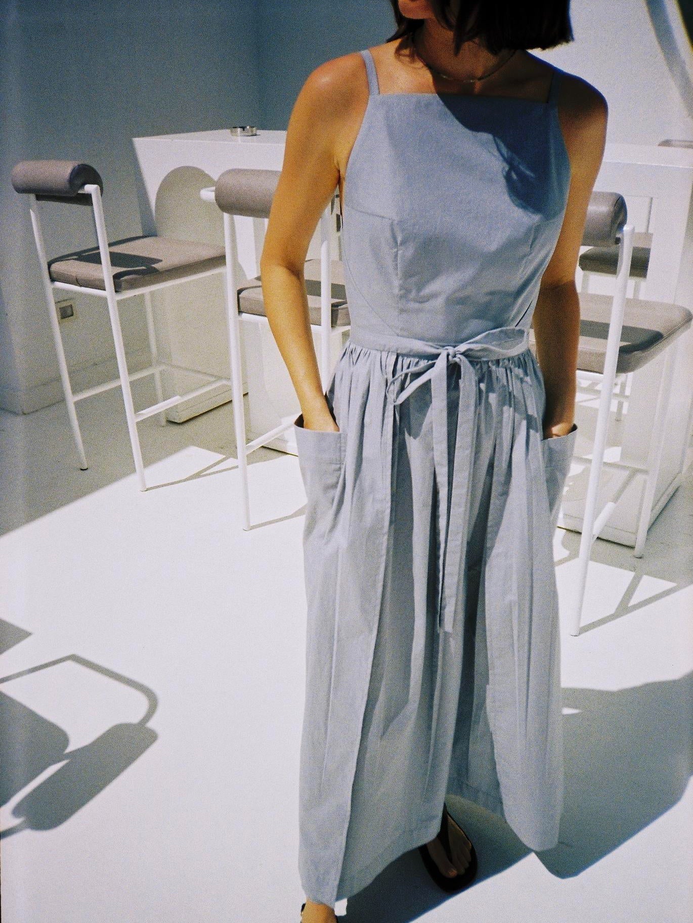 Sun Waist Midi Dress with No Side Seams