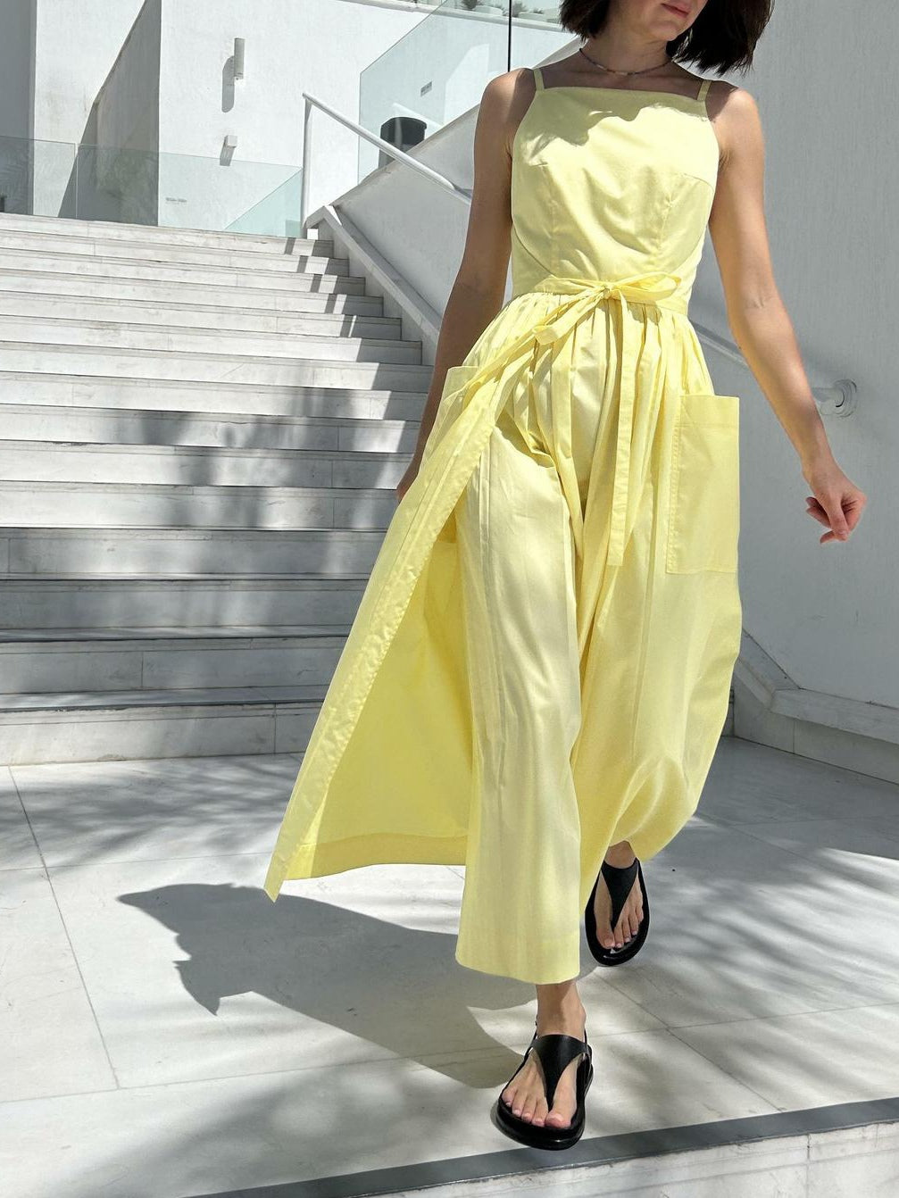 Sun Waist Midi Dress with No Side Seams