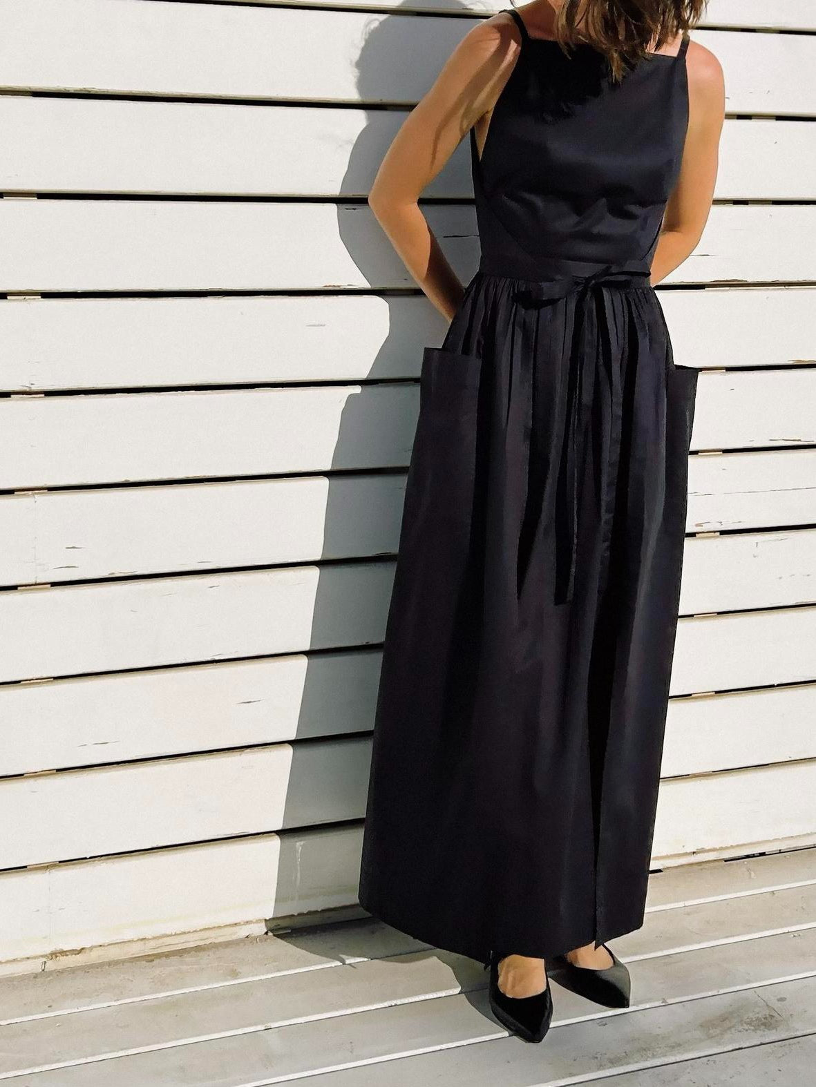Sun Waist Midi Dress with No Side Seams