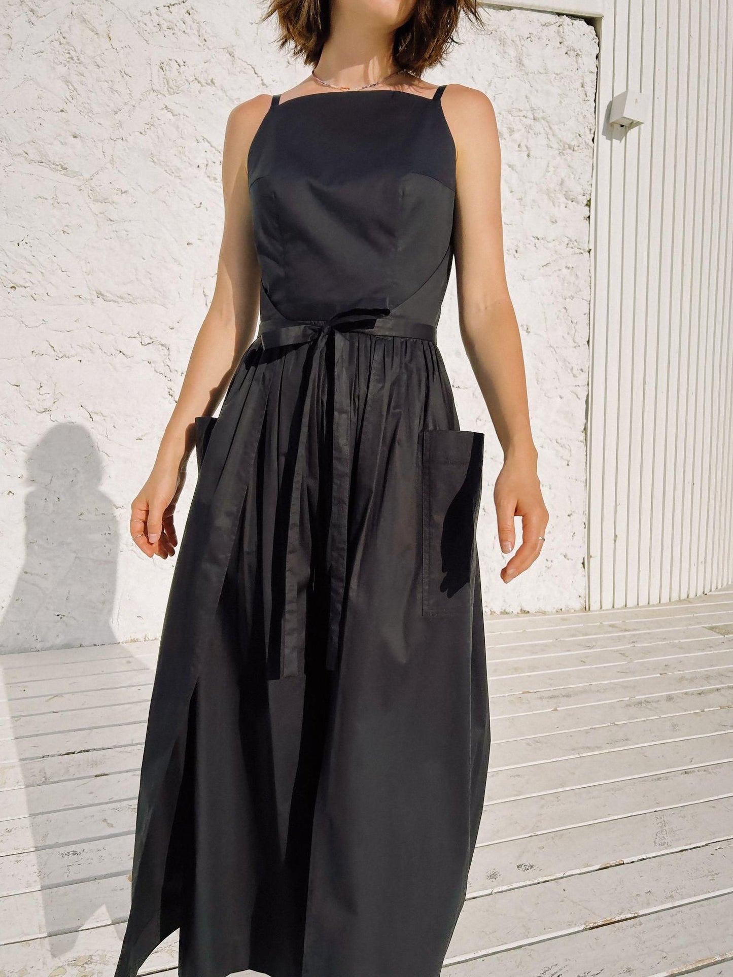 Sun Waist Midi Dress with No Side Seams