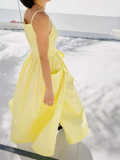 Sun Waist Midi Dress with No Side Seams