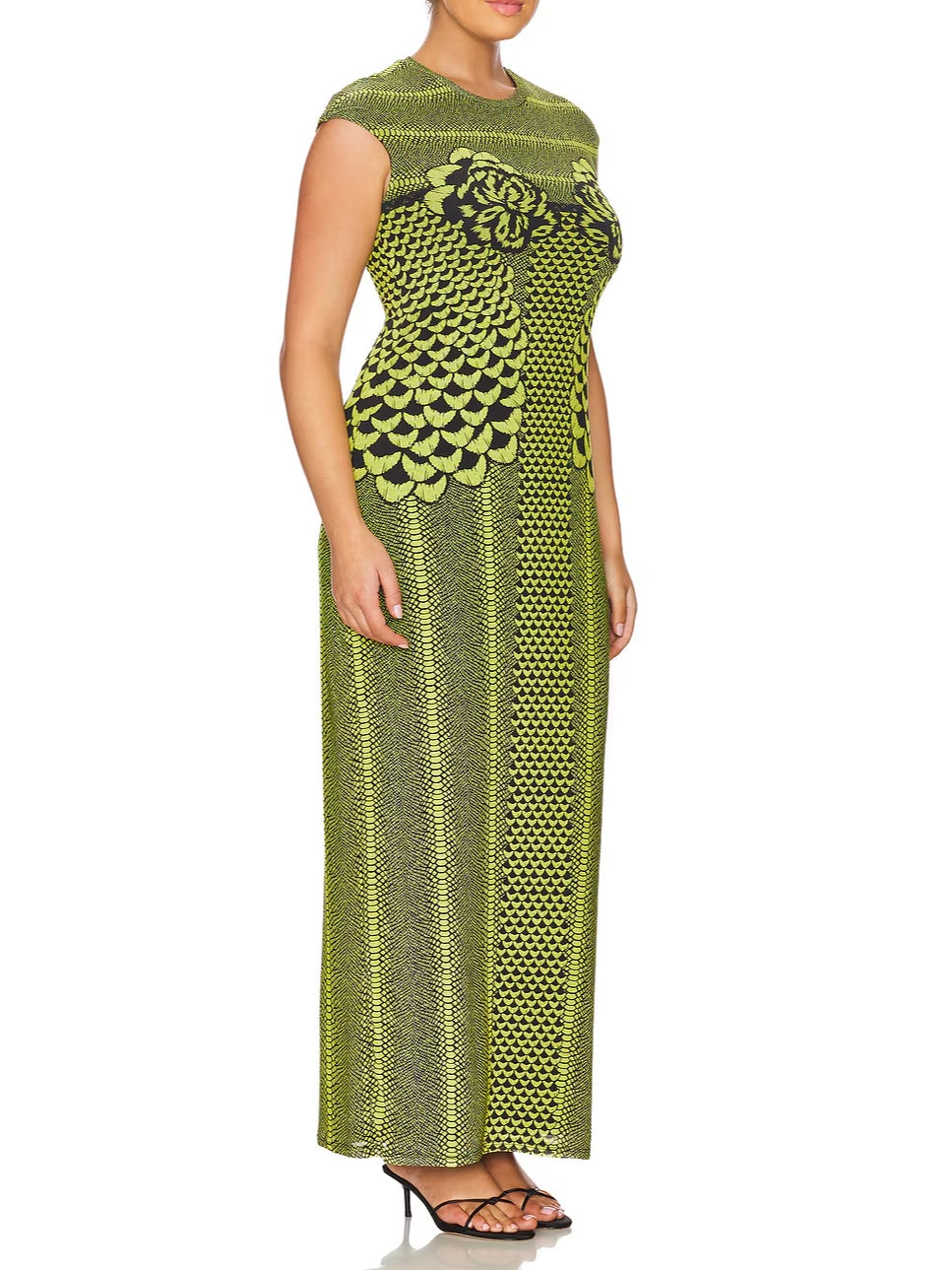 Green Floral Fitted Maxi Dress