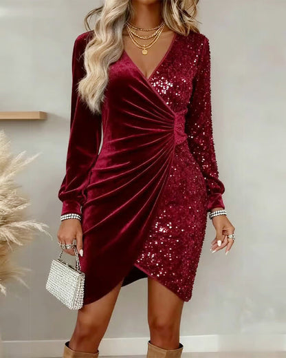 Sexy V-Neck Glitter Dress