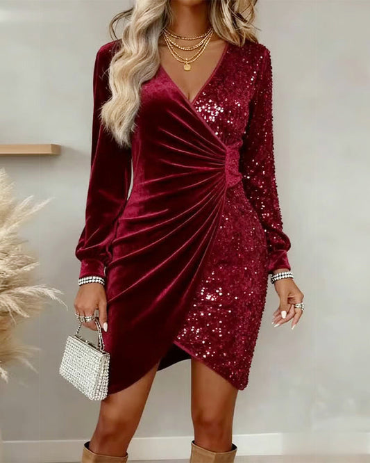 Sexy V-Neck Glitter Dress