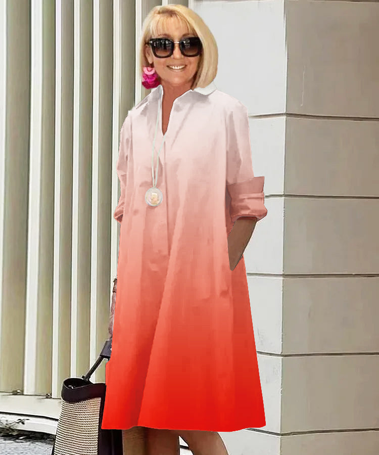 Nori | Elegant Gradient Shirt Dress