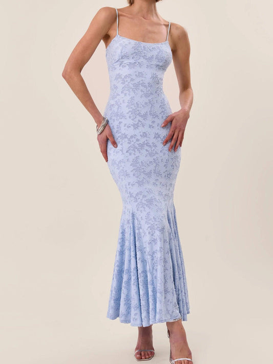 Jacquard halter dress with tie back