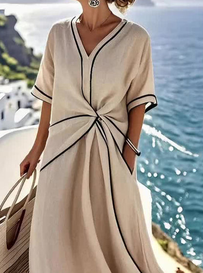 Women'S Loose Striped Print Dress